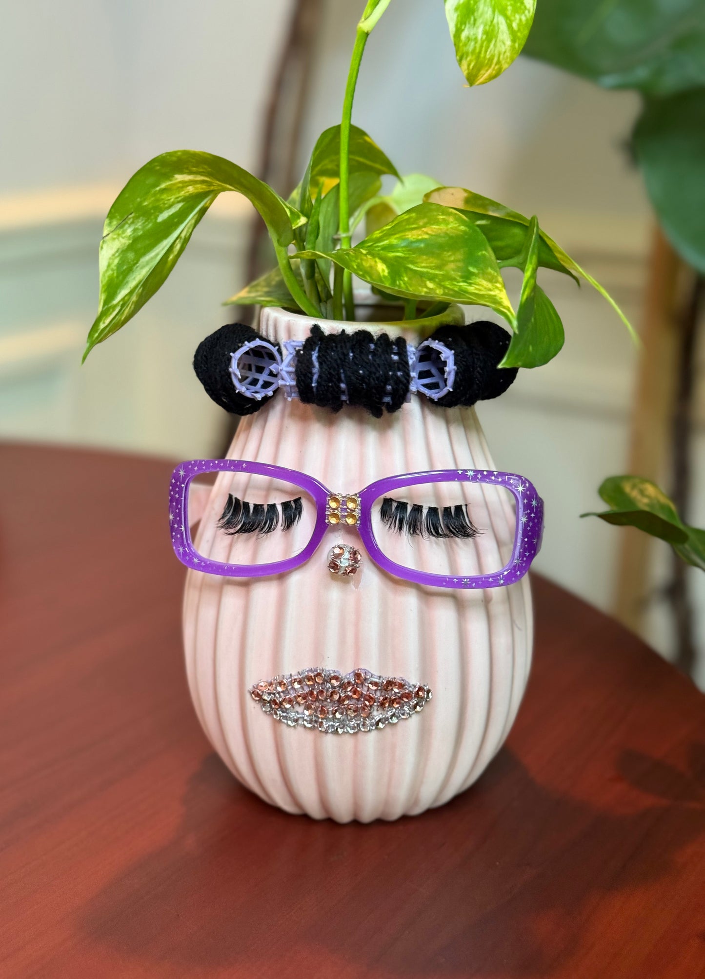 Mama in Her Rollers Custom Face Vase