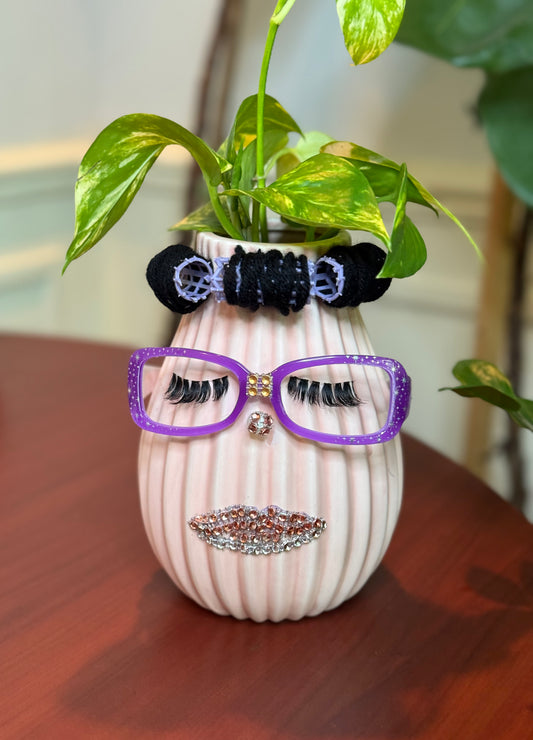 Mama in Her Rollers Custom Face Vase